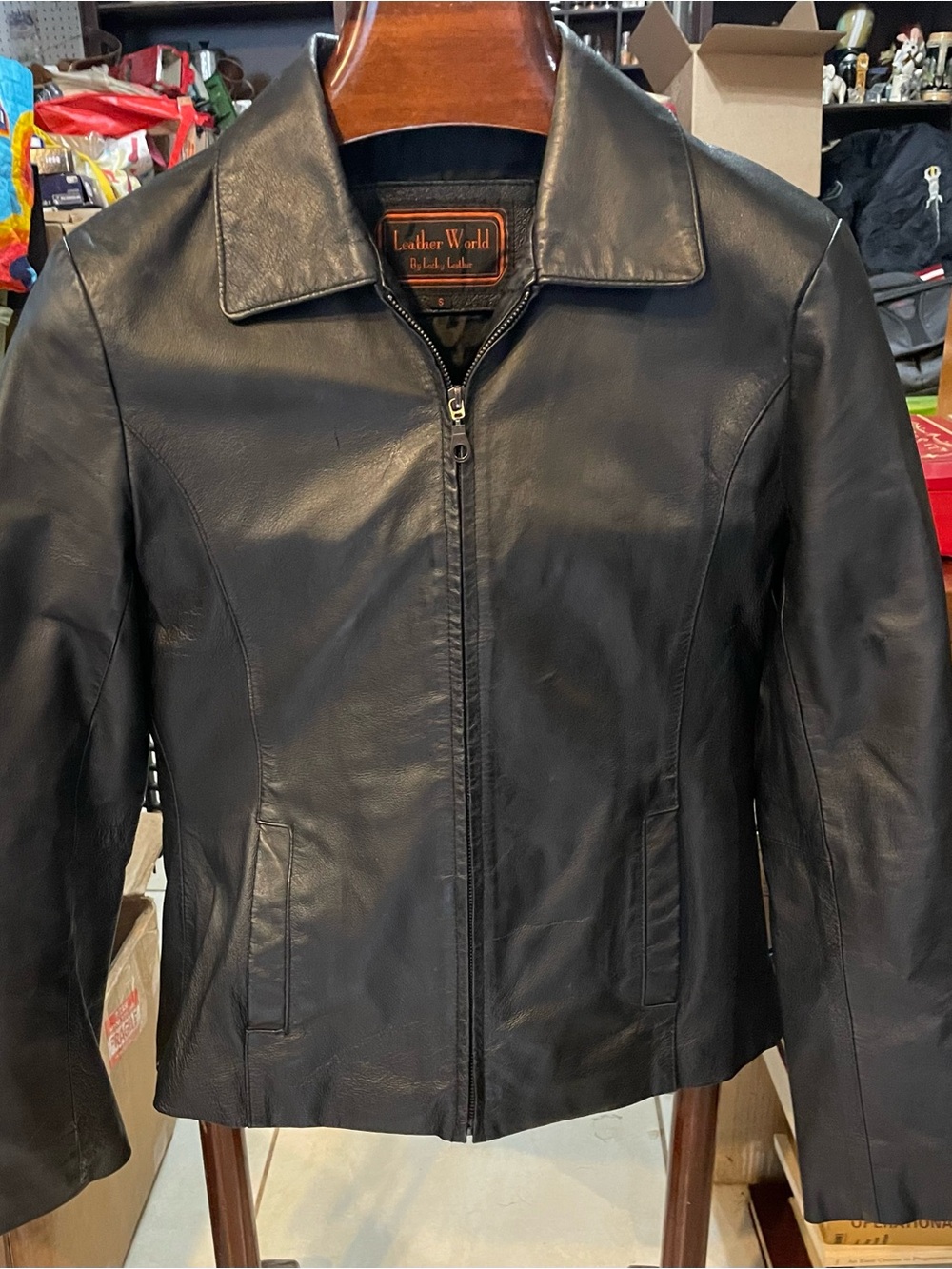 Lucky Leather Women's Black Leather Zip Jacket Size S
